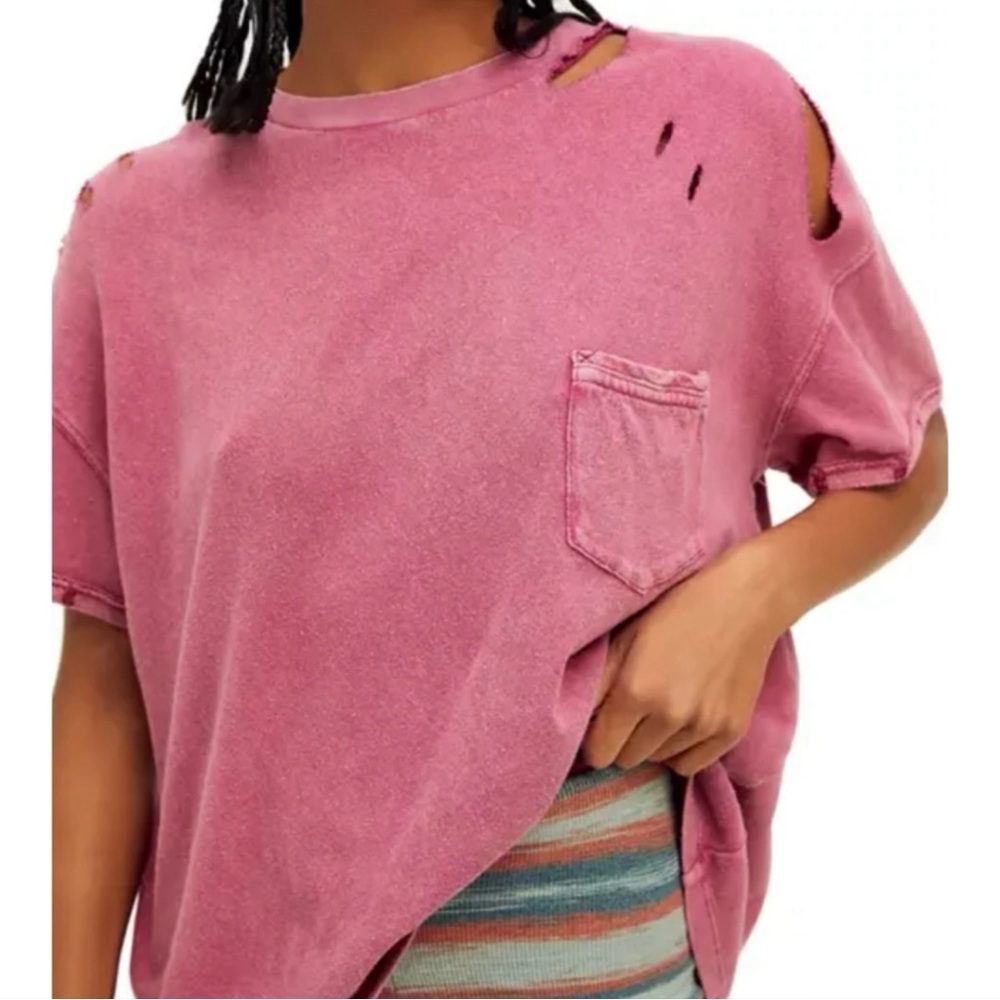 We The Free Rubi Pocket Distressed T-Shirt in Fairytale Medium